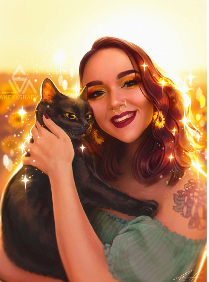 Animal and person portrait example