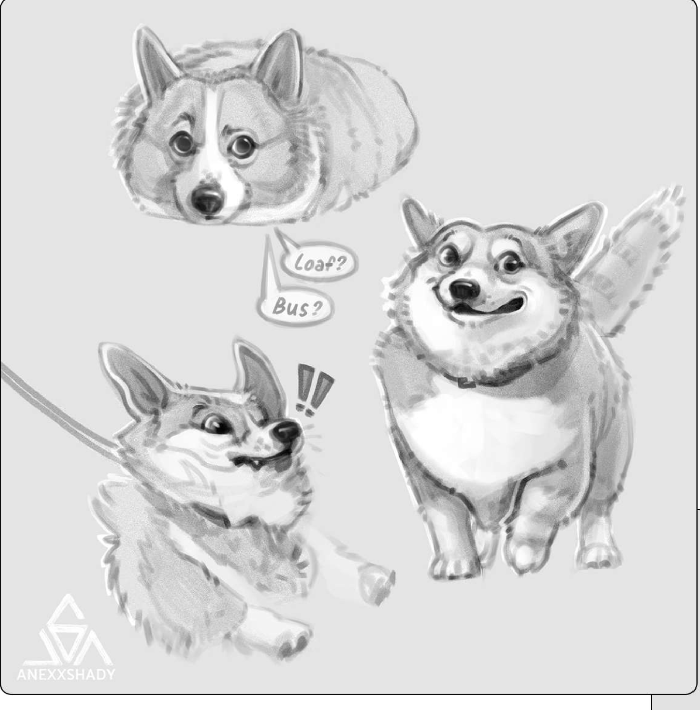 Stylized black and white sketch example